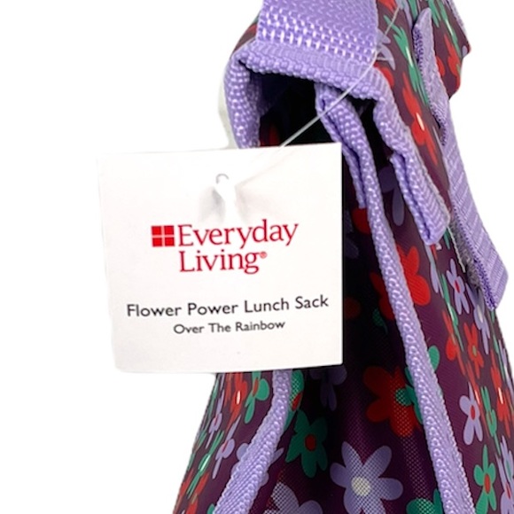 Everyday Living Flower Power Lunch Bag, Purple, Red, Seafoam Green - Picture 7 of 9